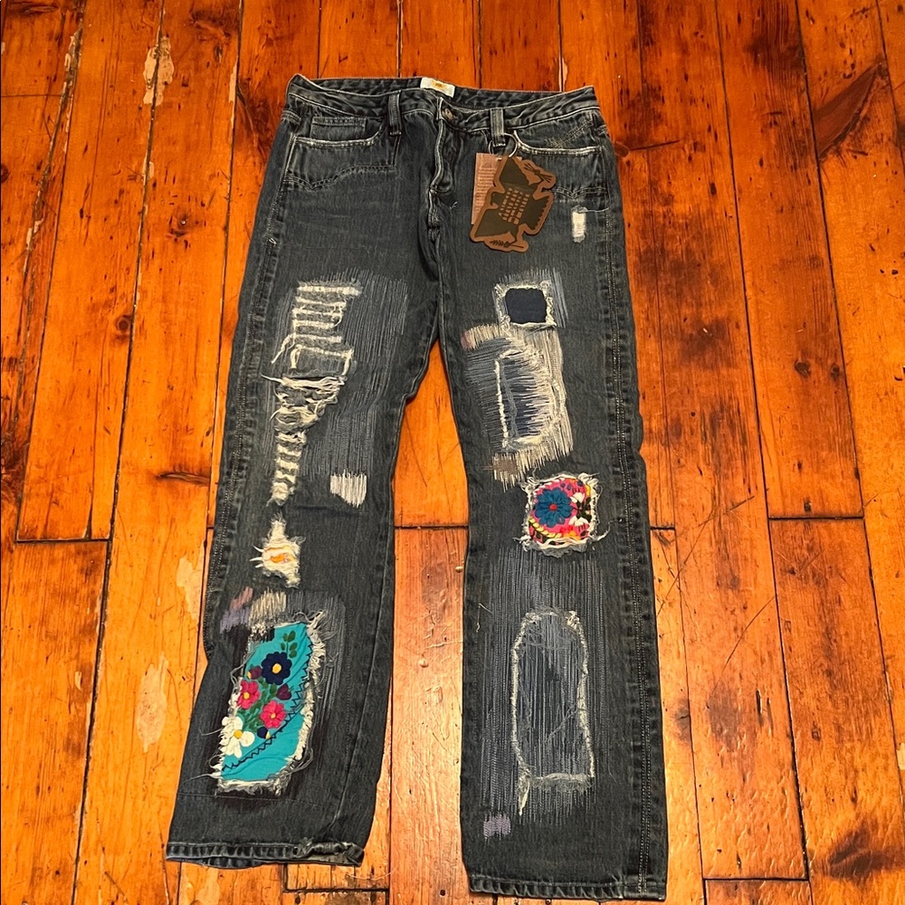 Antik Denim Blue Jeans with Intricate Embroidery